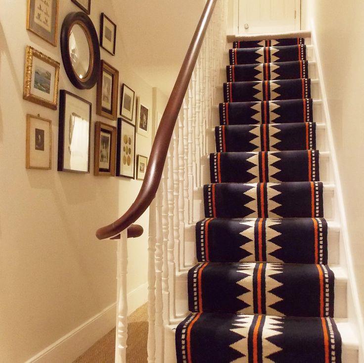 Southwestern Kilim Stair Runner | Black Wool Geometric Runner | Handmade Hallway Rug