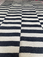 Black White Striped Rug, Scandinavian Minimalist Area Rug, Modern Kilim Carpet, Neutral Monochrome Floor Rug, Nordic Living Room Rug