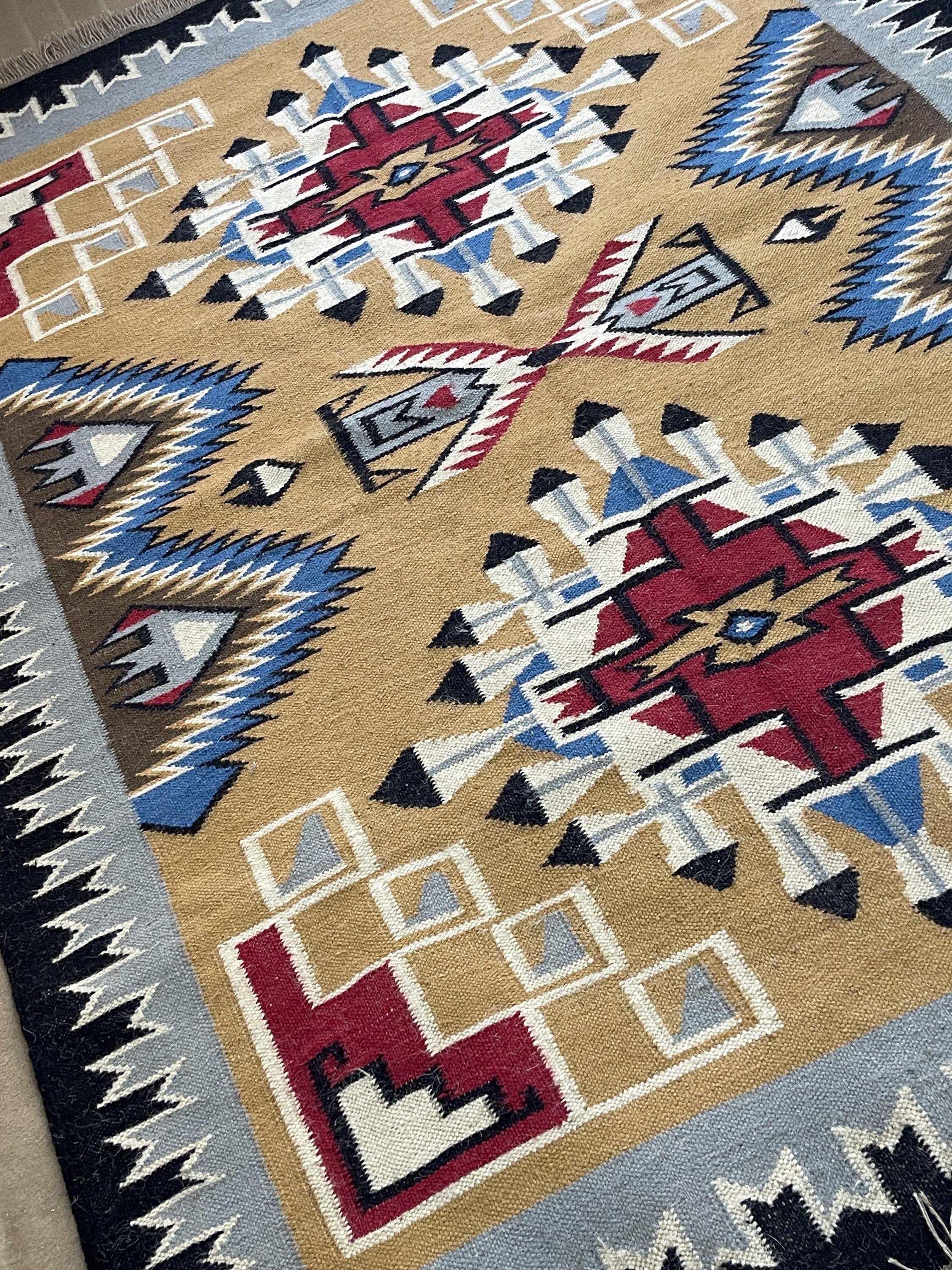 Southwestern Navajo Style Rug 8x10, Boho Aztec Tribal Area Rug, Handwoven Wool Carpet, Rustic Western Living Room Decor