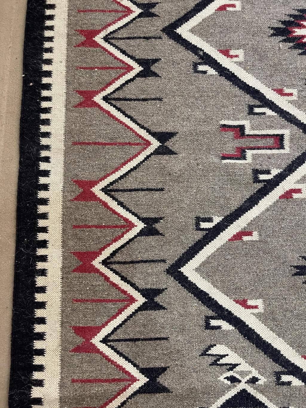 Grey Navajo Kilim Rug, Handwoven Wool Rug, Southwestern style Tribal Area Rug, Neutral Boho Western Decor, Custom Size Geometric Carpet