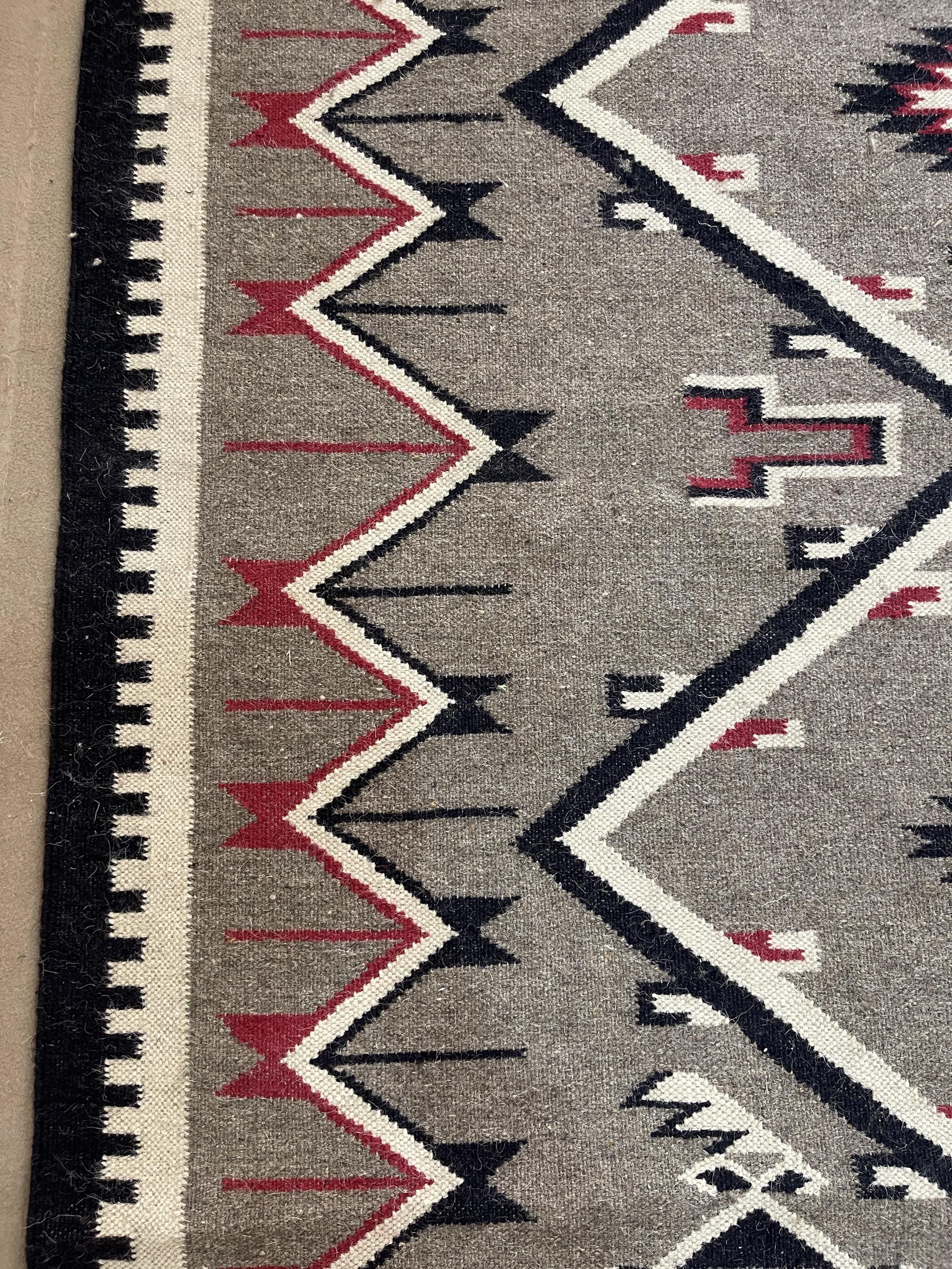 Grey Navajo Kilim Rug, Handwoven Wool Rug, Southwestern style Tribal Area Rug, Neutral Boho Western Decor, Custom Size Geometric Carpet