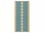 Custom Kilim Stair Runner | Handmade Wool Stair Carpet | Blue Geometric Runner Rug
