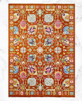 Traditional Hand Knotted Wool Rug, Rust Persian Style Area Rug, Floral Oriental Carpet, Luxury Handmade Home Decor Rug