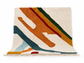 Handmade Beni Ourain Rug, Moroccan Berber Wool Rug, Abstract Boho Area Rug, Plush Cream Shag Carpet, Modern Living Room Decor