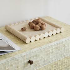 Hand-carved fluted travertine tray with ribbed edge – view 2