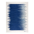 Indigo blue and ivory gradient wool kilim rug, full view