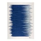 Indigo blue and ivory gradient wool kilim rug, full view