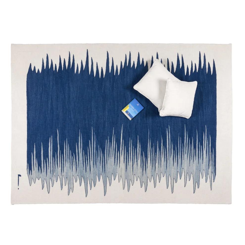 Indigo blue gradient handmade flatweave rug