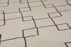 Ivory, brown and rust lattice wool kilim rug, detail 5