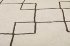Ivory, brown and rust lattice wool kilim rug, detail 6