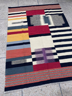 Multicolour abstract geometric handmade wool kilim rug