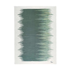Sage green and ivory gradient wool kilim rug, full view