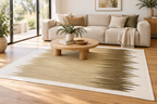 Sand beige and olive gradient handmade wool kilim rug in an Australian living room