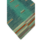 Teal blue, aqua and rust Southwestern wool kilim rug, detail 7